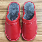 Unisex Soft PU Leather Slippers - Soft Fur Lining