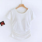T-shirt en Coton avec Soutien-gorge intégré et Design Froncé