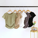T-shirt en Coton avec Soutien-gorge intégré et Design Froncé