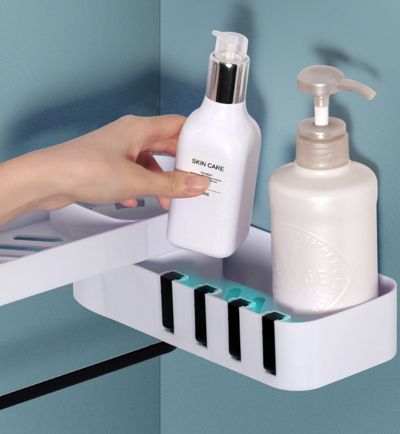 Etagère d'angle pour salle de bain - sans perçage