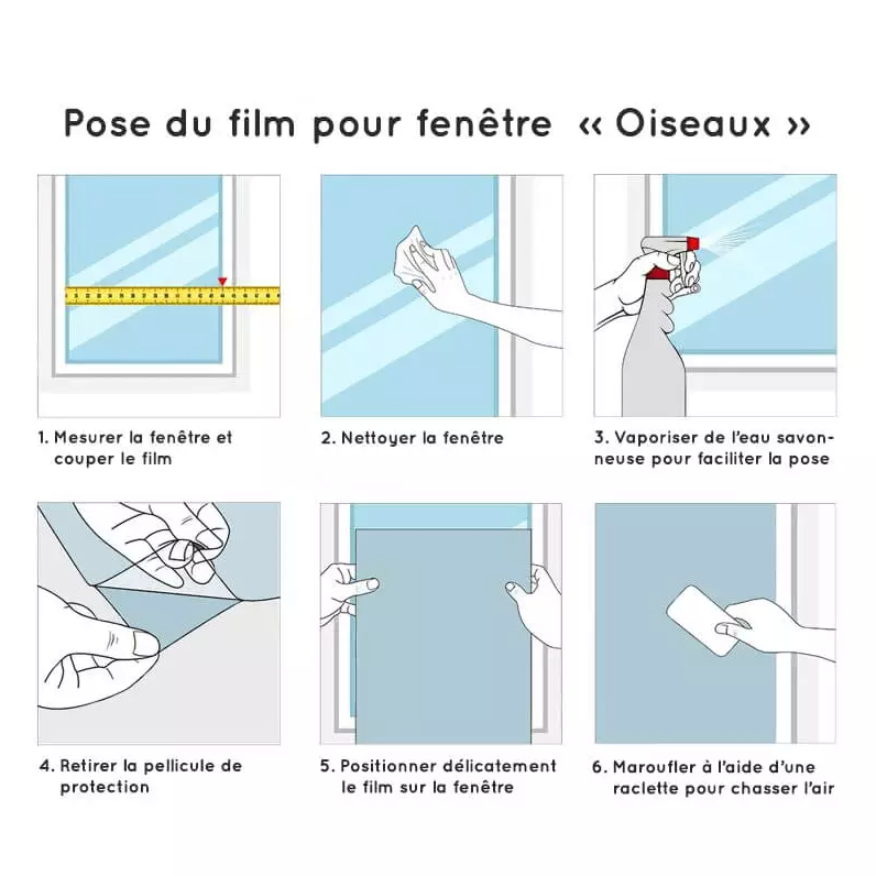 Film occultant adhésif pour fenêtre - Motif Oiseaux