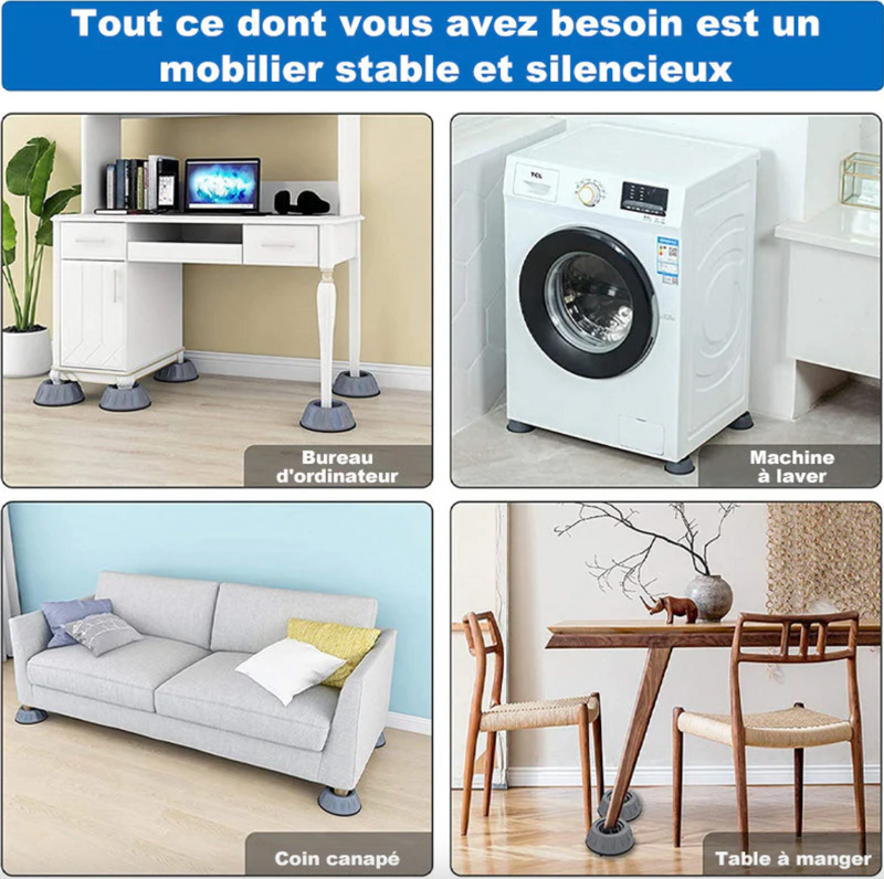 4x Coussins anti-vibrations pour machine à laver