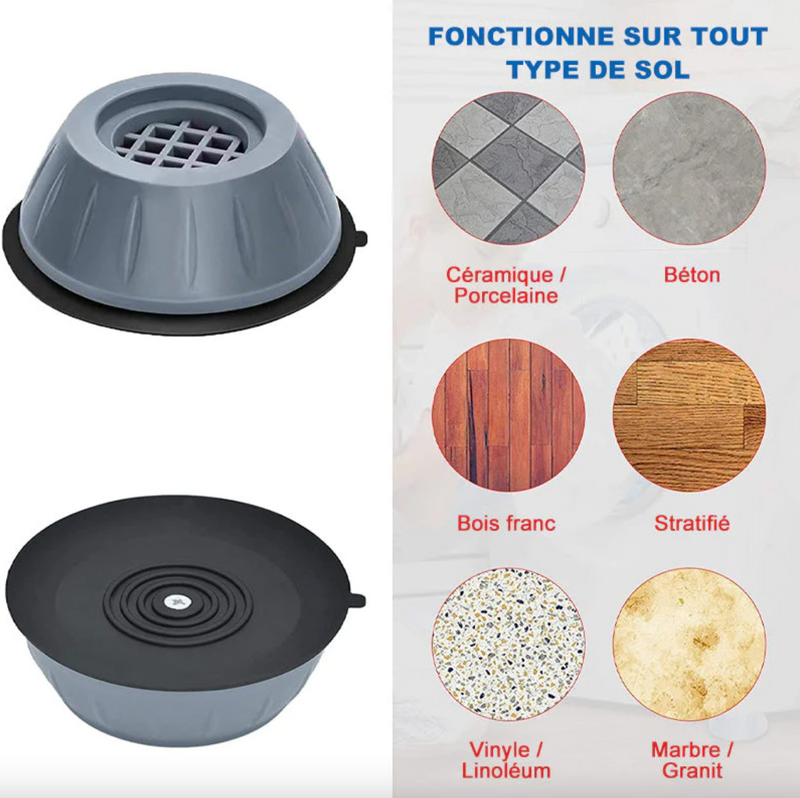 4x Coussins anti-vibrations pour machine à laver