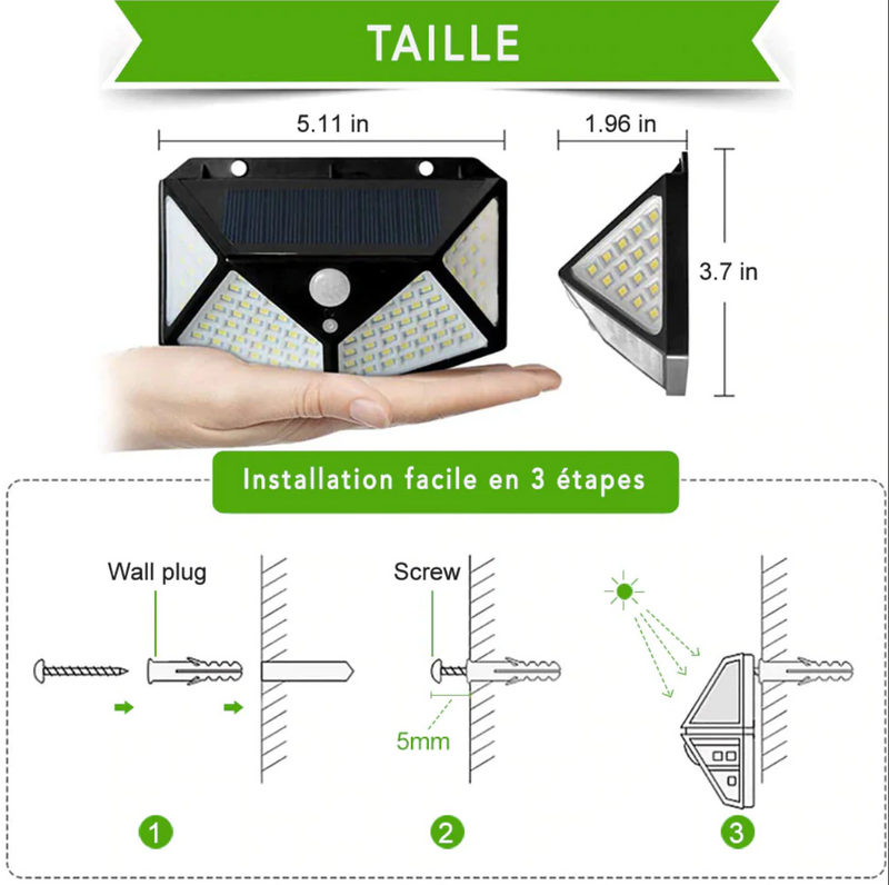Applique murale solaire - Capteur de mouvement