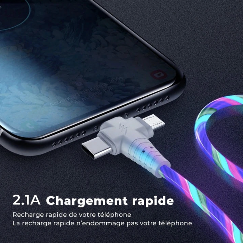 Câble de recharge 3 en 1 - Lumineux