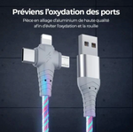 Câble de recharge 3 en 1 - Lumineux