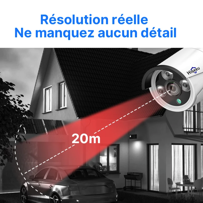 Hiseeu Caméra de sécurité 5MP étanche et vision nocturne