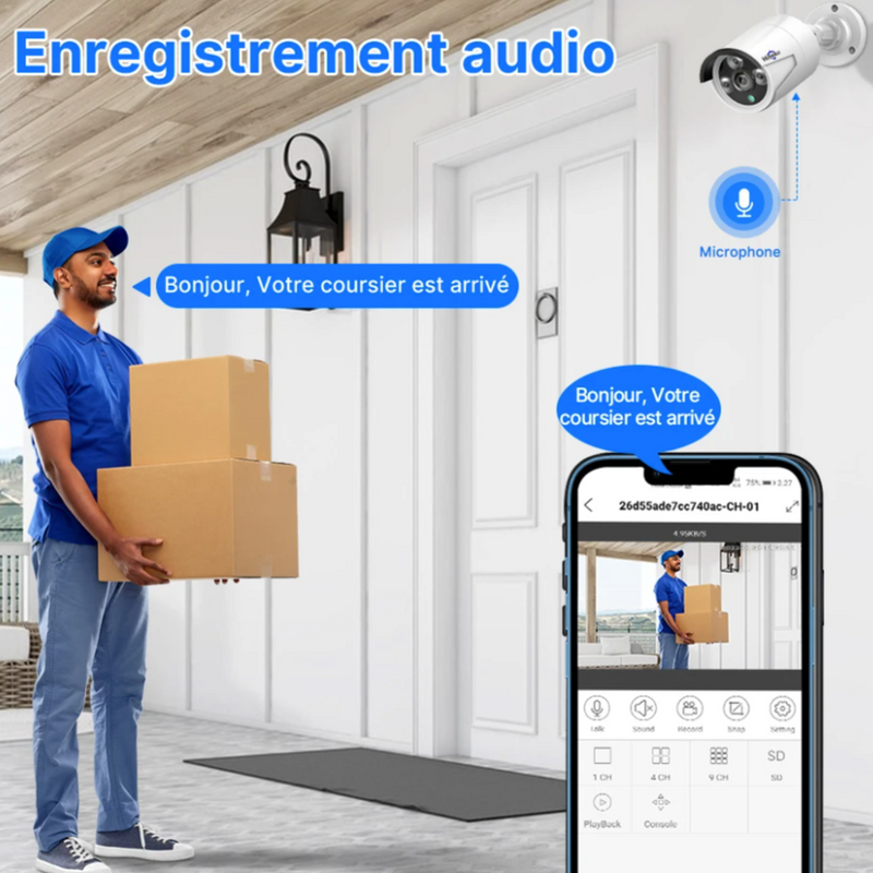 Hiseeu Caméra de sécurité 5MP étanche et vision nocturne