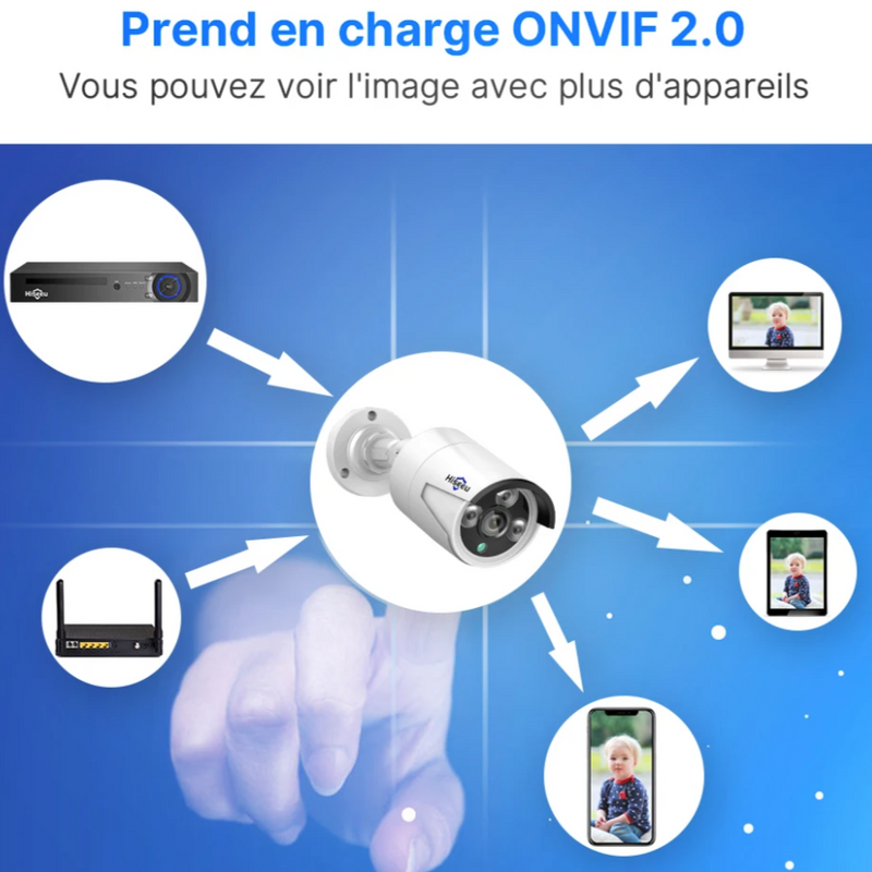 Hiseeu Caméra de sécurité 5MP étanche et vision nocturne