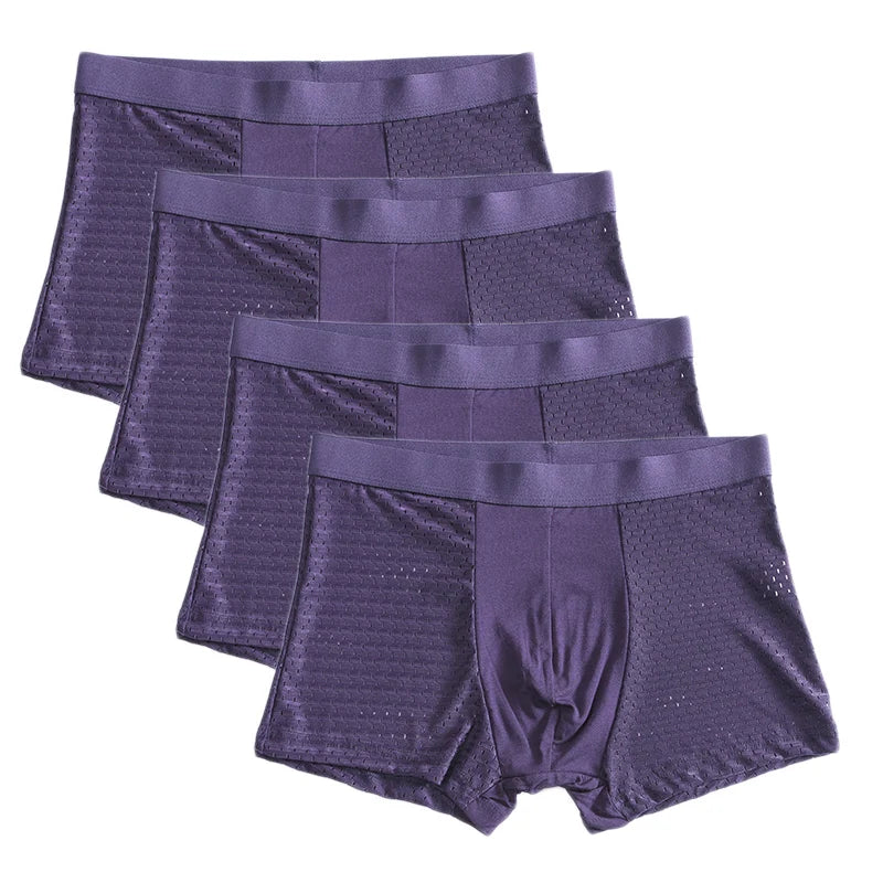 Lot de 4 Boxers Homme en Fibre de Bambou – Respirants, Doux & Confortables – Grandes Tailles