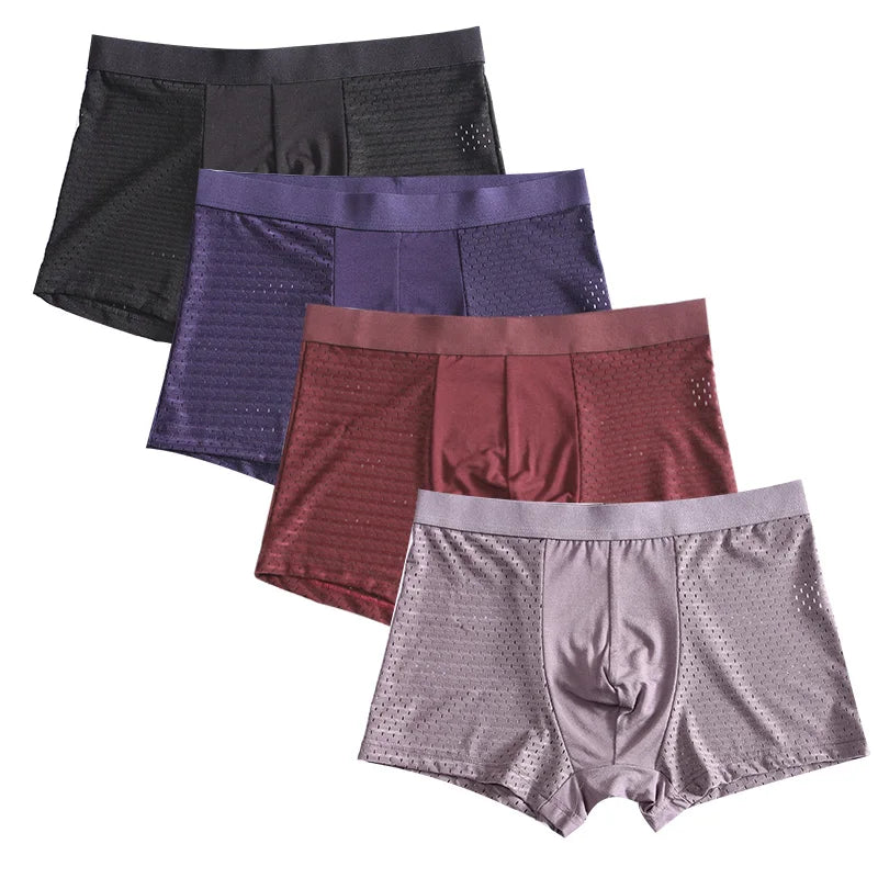 Lot de 4 Boxers Homme en Fibre de Bambou – Respirants, Doux & Confortables – Grandes Tailles
