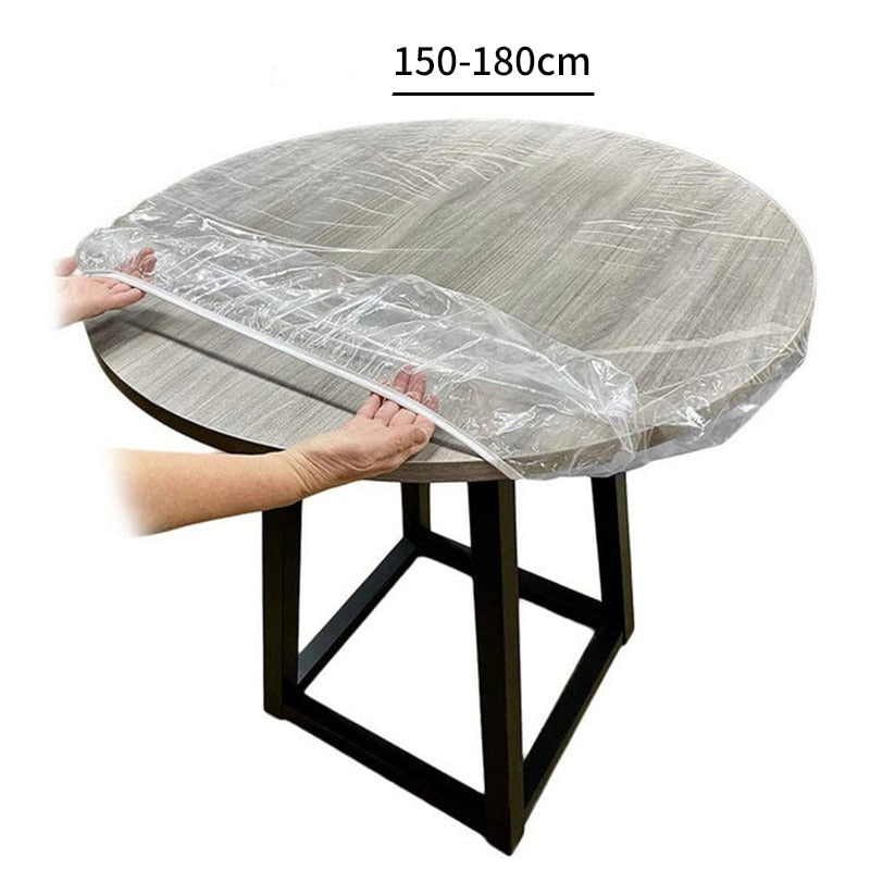 Nappe de table ronde transparente et élastique