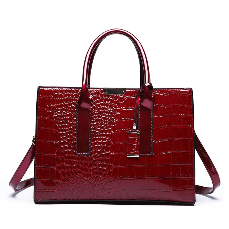 Ensemble Sac cabas croco avec porte-feuille et porte-carte