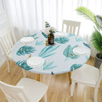 Patterned waterproof elastic round tablecloth