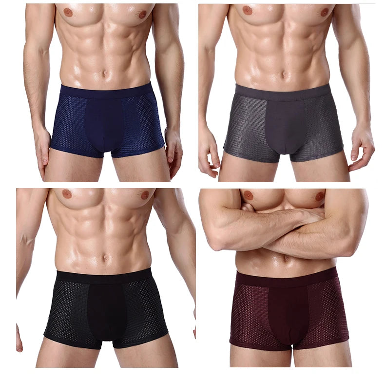 Lot de 4 Boxers Homme en Fibre de Bambou – Respirants, Doux & Confortables – Grandes Tailles