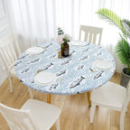 Patterned waterproof elastic round tablecloth