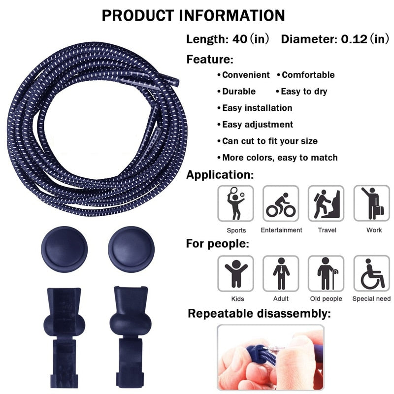 Lacets automatiques facile à nouer - LACET NOIR OFFERT