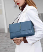 Sac à main à rabat en cuir de vache véritable pour femmes