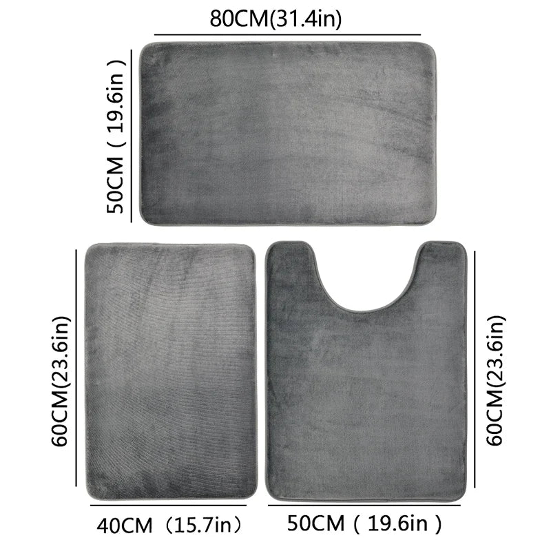 Lot de 3PCS de Tapis de Salle de Bain Absorbants & Antidérapants