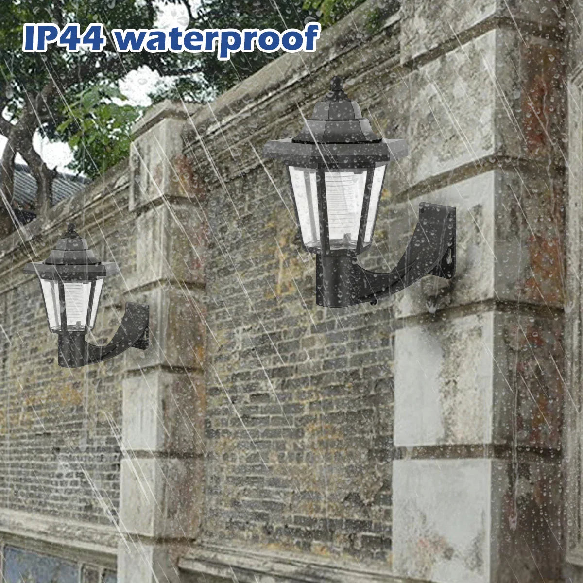Set of 2 Vintage LED Solar Wall Lights