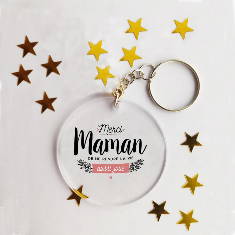 Idée cadeau - Porte-clé acrylique personnalisé papa, maman, tonton, mamie...