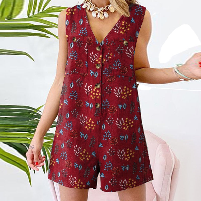 Combinaison short d'éte légère en Coton et lin