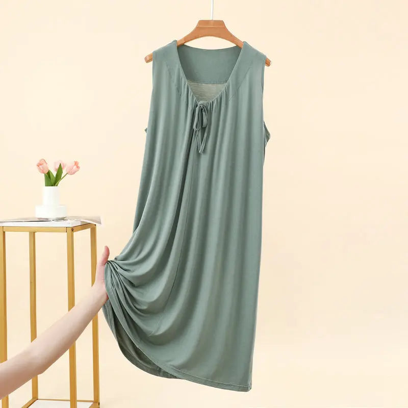 Robe de Nuit Femme en Modal – Col V à Volants, Coupe Ample et Confort Grande Taille