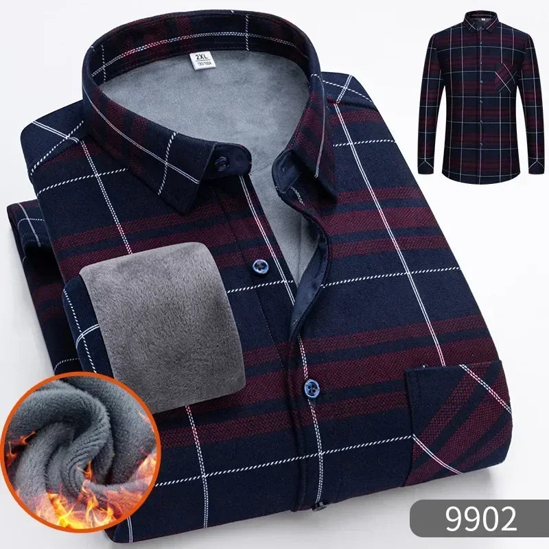 Chemise chaude à carreaux en velours épais