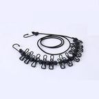 Cuerda elástica de secado de ropa para viaje - 12 clips