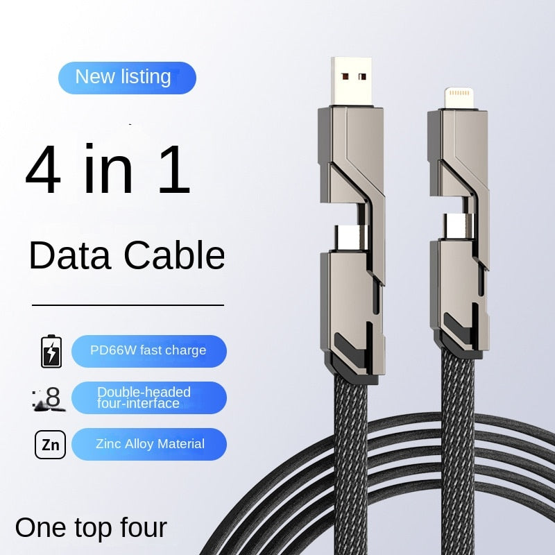 Cable USB 4 en 1 en métal - Charge rapide