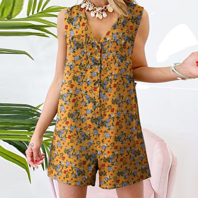 Combinaison short d'éte légère en Coton et lin