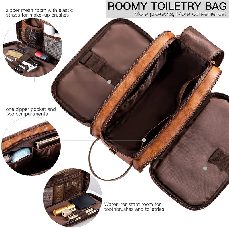 Trousse de toilette Grande Capacité en Simili Cuir - Homme