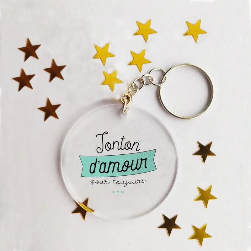 Idée cadeau - Porte-clé acrylique personnalisé papa, maman, tonton, mamie...
