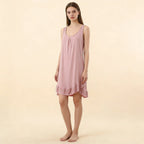 Robe de Nuit Femme en Modal – Col V à Volants, Coupe Ample et Confort Grande Taille