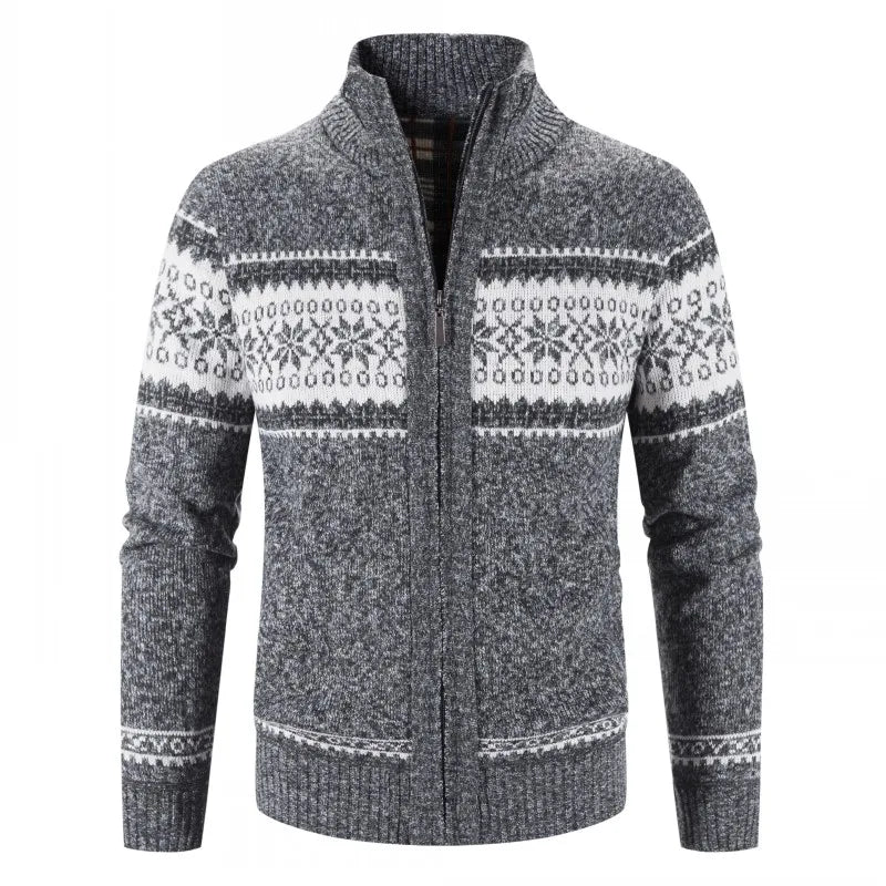 Cardigan Zippé Broderie Design pour Hommes