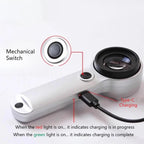 Loupe HD 60X Rechargeable avec LED et UV – Mini Microscope pour Bijoux, Antiquités, Lecture et Électronique