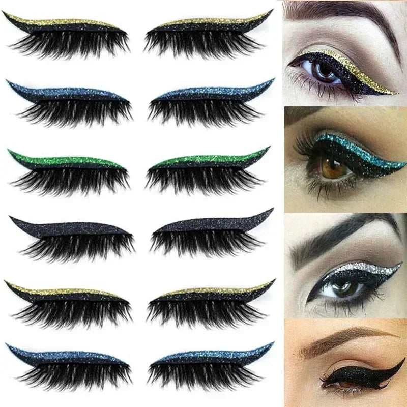 4 Pairs d'Eyeliner et Faux Cils Réutilisable Autocollants