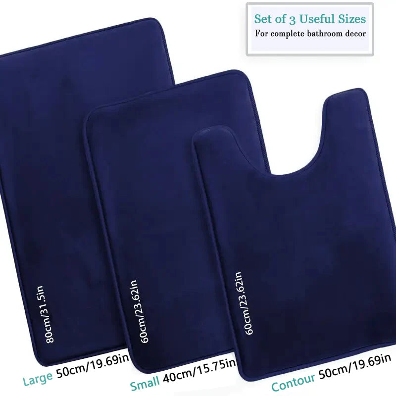 Lot de 3PCS de Tapis de Salle de Bain Absorbants & Antidérapants