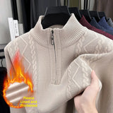 Pull Tricoté en Polaire avec Col Cheminé à Zip - Homme