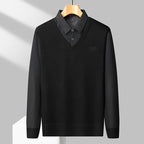 Pull 2 en 1 avec Chemise à Rayures Doublure Polaire