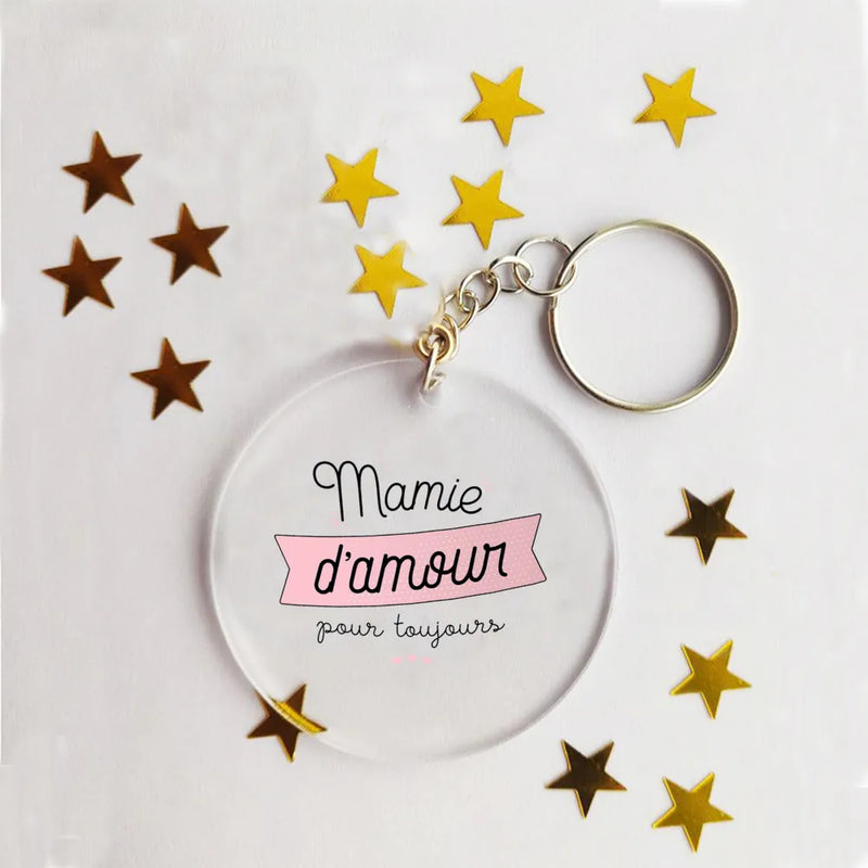 Idée cadeau - Porte-clé acrylique personnalisé papa, maman, tonton, mamie...