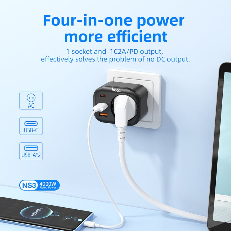 Multiprise charge rapide 4 en 1 - USB et USB Type C