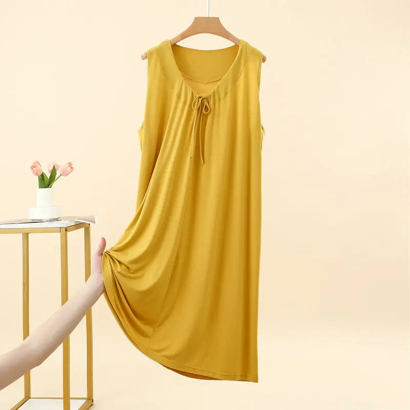 Robe de Nuit Femme en Modal – Col V à Volants, Coupe Ample et Confort Grande Taille