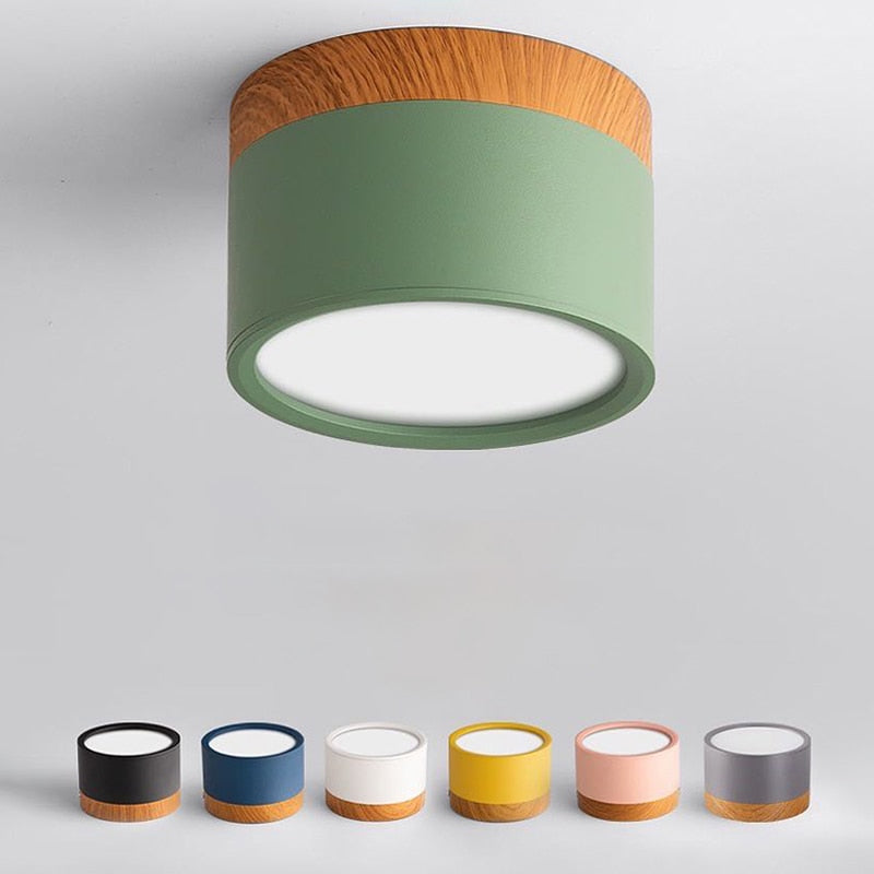 2x Spots LED modernes en bois colorés