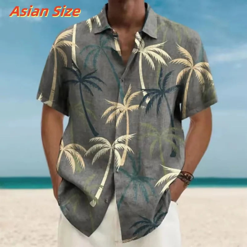 Chemise Hawaïenne à Manches Courtes & Motifs Palmiers