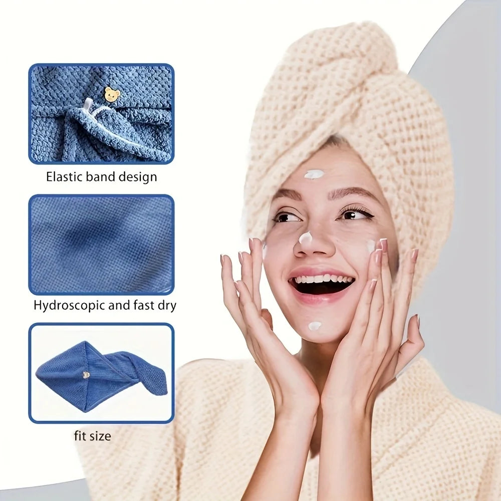 Ensemble 2PCS en Microfibre Absorbante – Peignoir Moelleux & Turban pour Cheveux, Idéal pour Spa et Maison