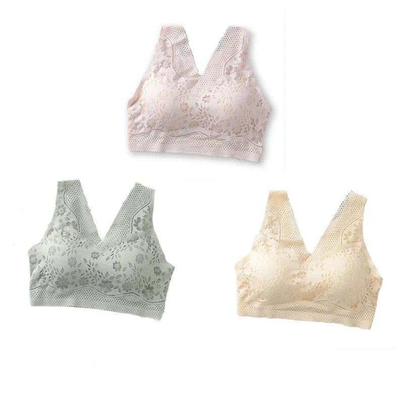 Lot de 3 Soutien-Gorge Push-Up Fleuris - Seconde Peau