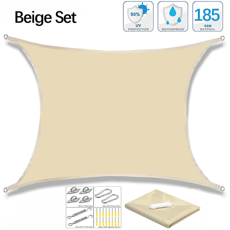 Voile d'ombrage carré ou rectangulaire - Kit complet