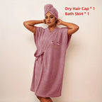Ensemble 2PCS en Microfibre Absorbante – Peignoir Moelleux & Turban pour Cheveux, Idéal pour Spa et Maison