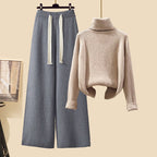 Ensemble 3PCS Col roulé, Pantalon ample & Cardigan - Chaud & Doux